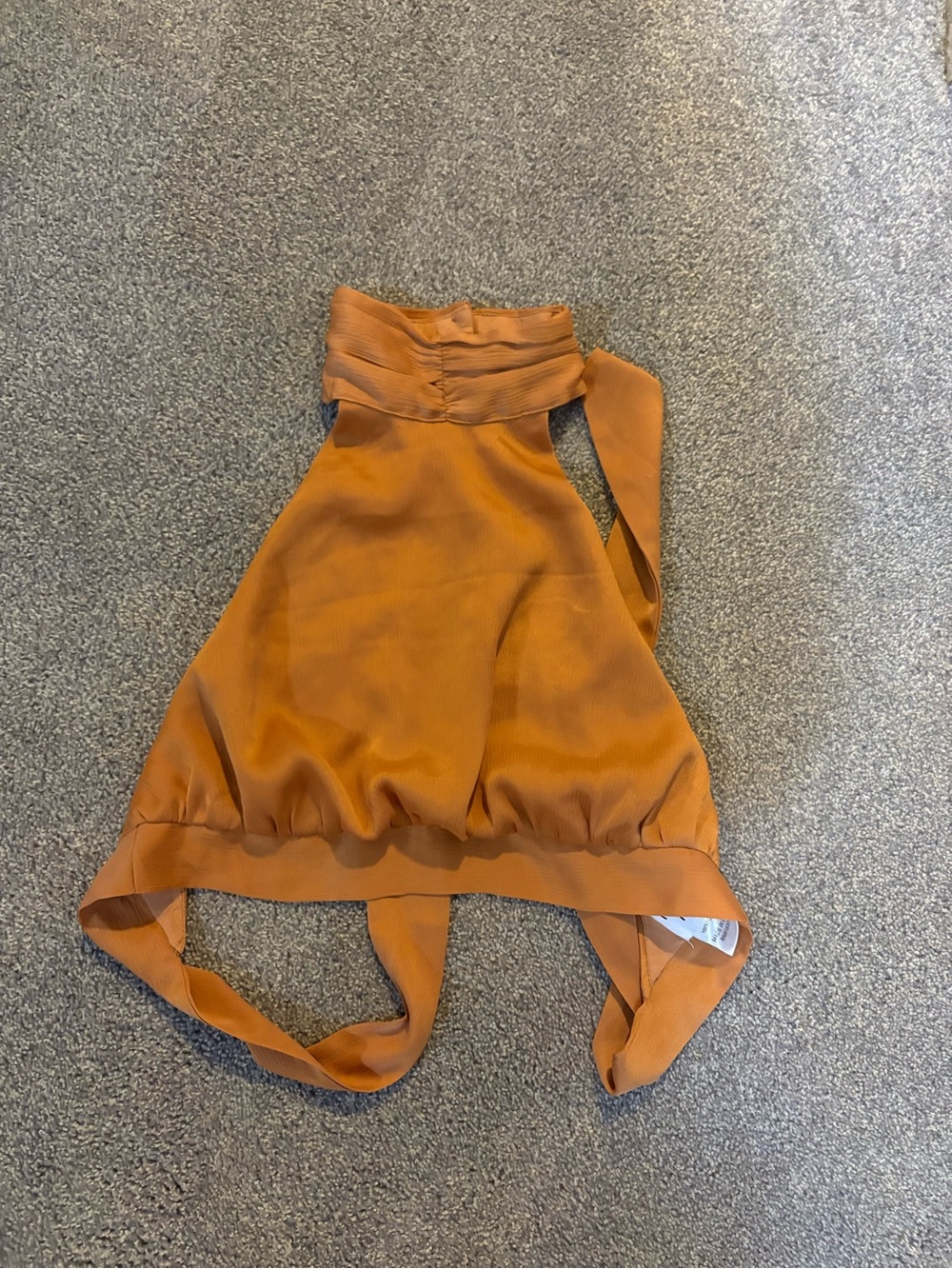 Princess Polly High Neck Rust Orange Open Back Tie Crop Top-6